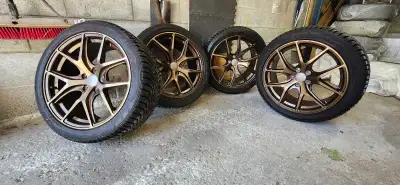 falken eurowinter hs01 winter tires 245 40r 18 with fast fc matte bronze 18×8 rims 5×114.3 bolt patt...