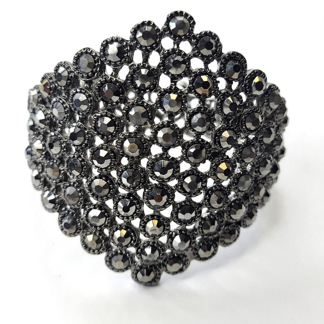 Hematite Rhinestone Wide Cuff Bracelet in Jewellery & Watches in St. Catharines - Image 4