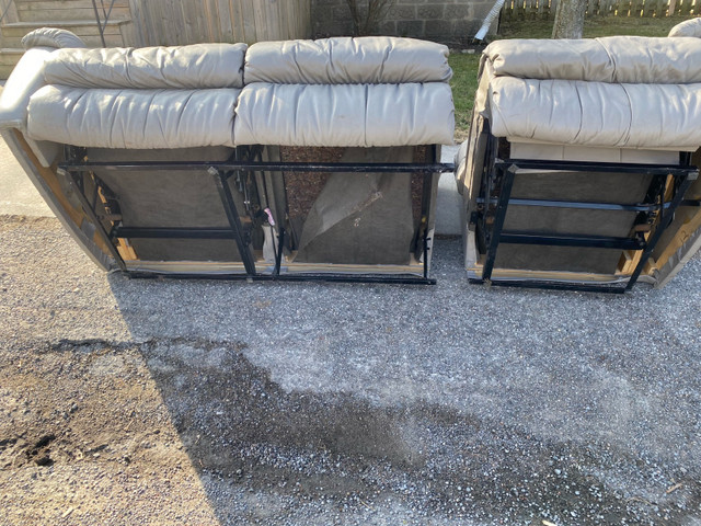 Free heavy metal leather couch for metal scrap  in Free Stuff in Belleville