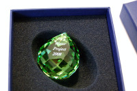 SWAROVSKI CRYSTAL  2008 WATER PROJECT GREEN CRYSTAL PAPERWEIGHT