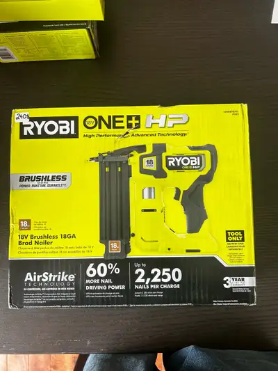 Ryobi 18v brushless Brad Nailer, View more