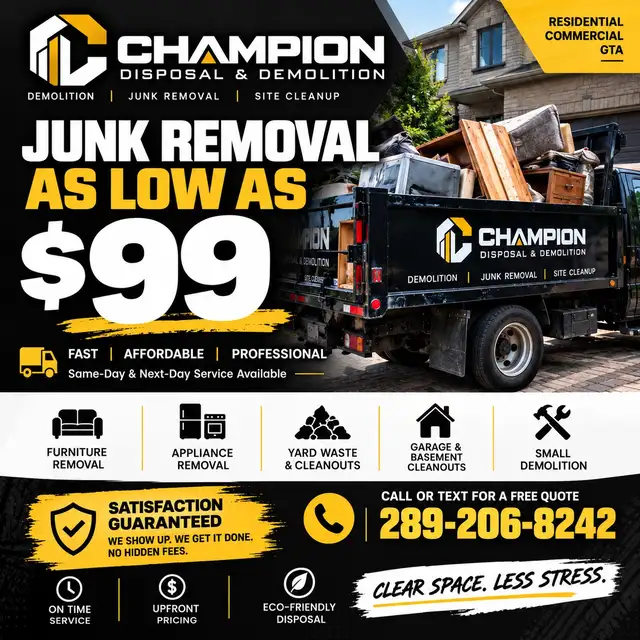 JUNK REMOVAL FROM $99 | FAST & AFFORDABLE | GTA | FREE QUOTES
