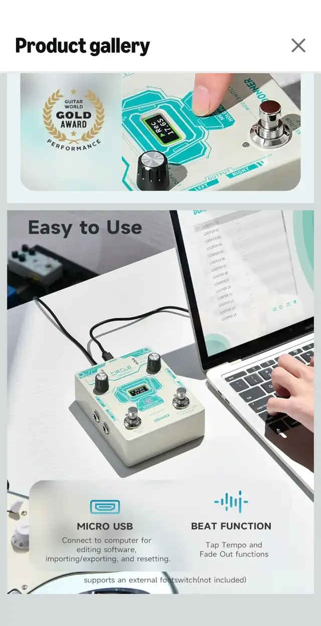Donner 2 In 1 Looper Drum Machine - Circle Looper Pedal in Amps & Pedals in City of Toronto - Image 10