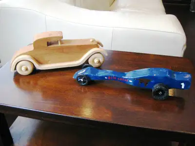 Pitsco Blue Goose Wood CO2 Fusion Dragster Car & Carved Wood Car, View more