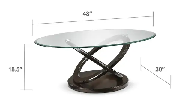 $155 - BEAUTIFUL 48" GLASS & WOOD ESPRESSO COCKTAIL TABLE. in Coffee Tables in Cambridge - Image 3