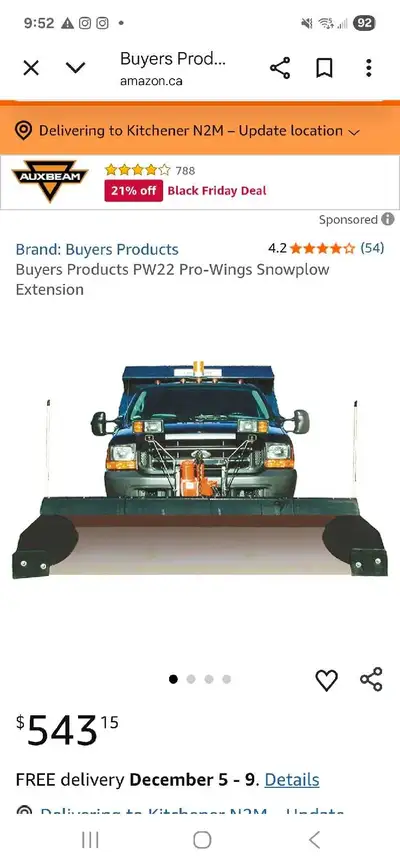 New in the box, Buyers brand plow wings that extent the width of a straight blade plow by 20" to 22"...