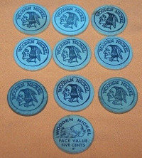 Vintage Wooden Nickel  Car Wash  Tokens - Buffalo 5c Also