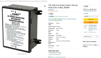 30amp RV Boat Automatic Transfer Switch Southwire model 41300 Used for switching between generator p...