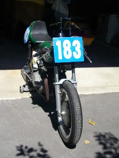 This motorcycle has been miciculously built to race with the VRRA.ca in a class called P2 lightweigh...