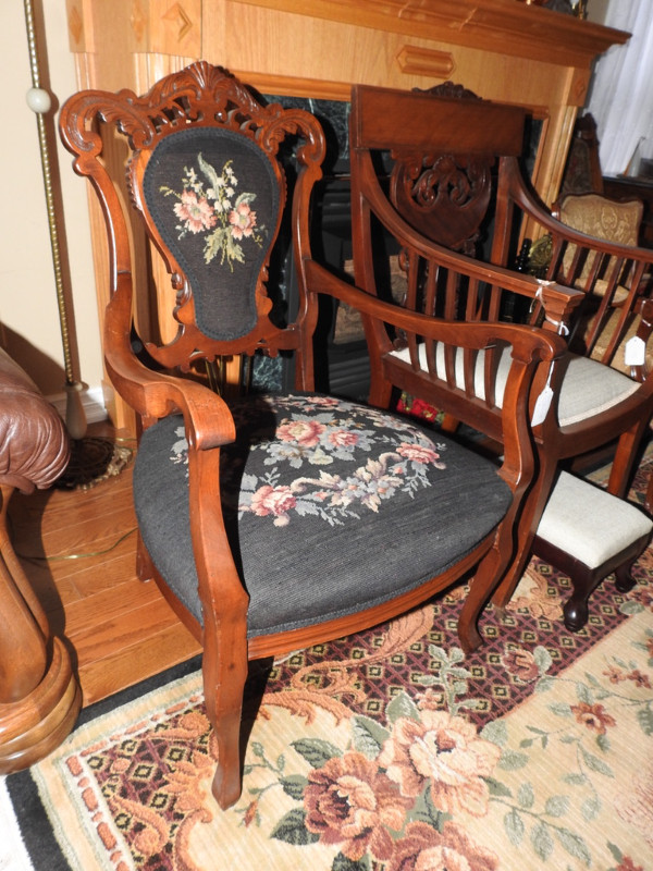 antique Victorian side / parlour chair, original needlepoint in Chairs & Recliners in Hamilton