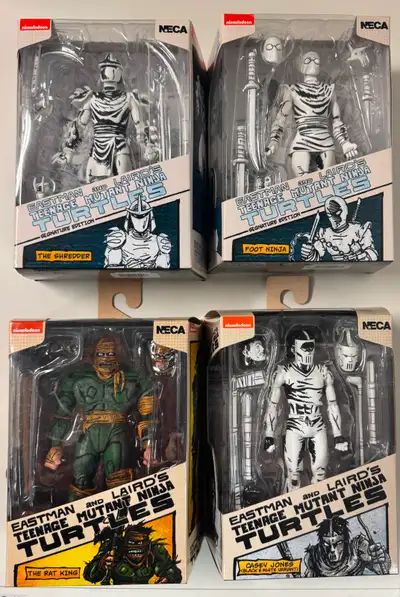 NECA Teenage Mutant Ninja Turtles Figures All new in box Shredder Black & White variant $75 Foot Nin...