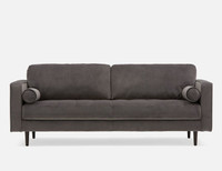 Structube KINSEY velvet 3 seat sofa couch gray