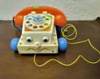 Vintage Retro 1985 Fisher Price Chatter Telephone Pull Toy