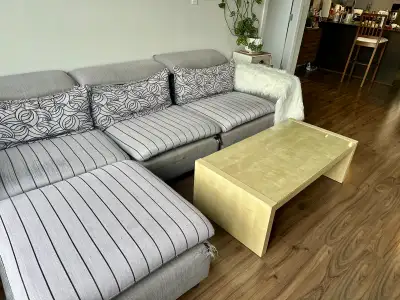 Moving out sell ASAP Sofa, ottoman, and coffee table set – $100 for all Comfortable sofa with a soli...