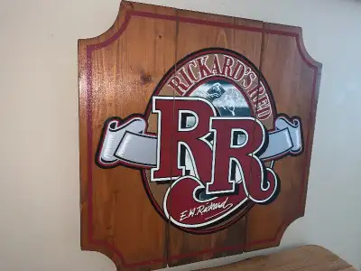 Vintage Rickard’s Red Wood sign Mint condition This beautifully crafted sign has 2 methods of hangin...