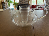 Vintage Glass Teapot with Infuser and 7 Cups/ Mugs
