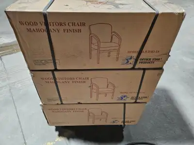 Faux Leather Mahogany Finish Wood Visitor Chair, View more