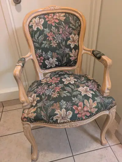 Floral Accent Chair, wooden frame, View more