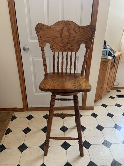 3 Oak High-Back Swivel Chairs, View more