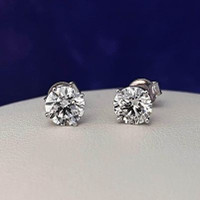 14K White Gold 2.02ct. Diamond Stud Earrings(VS/E) Certified !