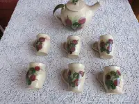 Monique Duclos Pottery New Brunswick--Teapot and 6 Mugs