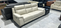 Brand new top grain leather power, reclining sofa