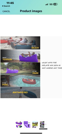  Inflatable Floating Lounger Hammock with Carry Bag Purple
