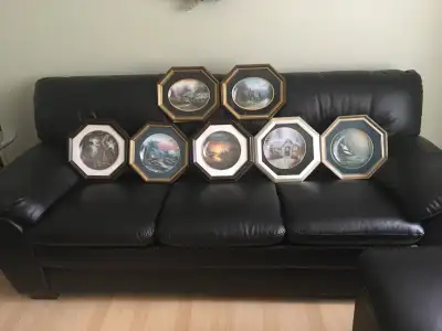 Framed when purchased new 40 years ago. In new condition. Makes for a attractive wall or cabinet acc...