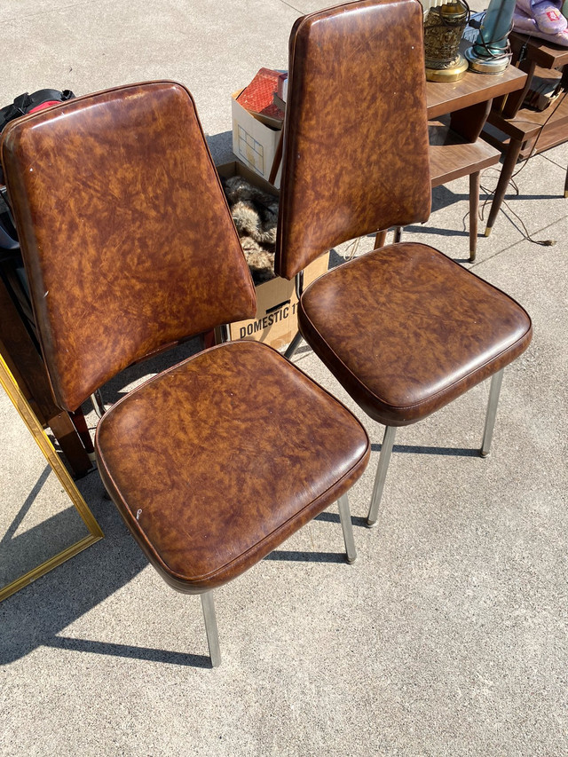 Two Retro Brown leather Chairs in Chairs & Recliners in Windsor Region