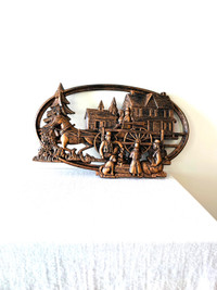 COPPER CRAFT WALL HANGING PLAQUE OVAL CIRCA 1975
