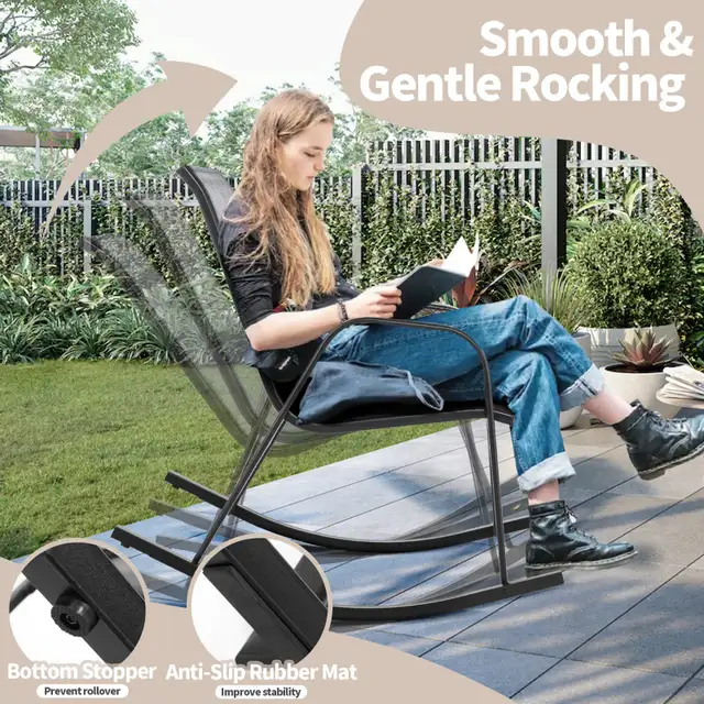Gymax 2pcs Patio Rocking Chair Heavy-Duty Metal Rocker Outdoor A ...