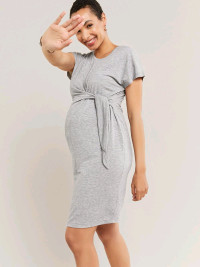 Thyme Short Sleeve Maternity Dress With Knot Women Size M Medium