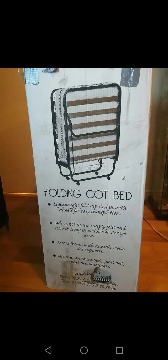 Folding Cot bed/lit pliant in Beds & Mattresses in City of Montréal - Image 3