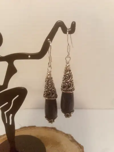 #142 925 Sterling Silver Lapis Lazuli Hook Pierced Earrings 8.3g, View more