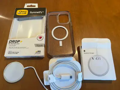 Apple iPhone 12 or 13 Pro Max Otterbox and MagSafe Charger., View more