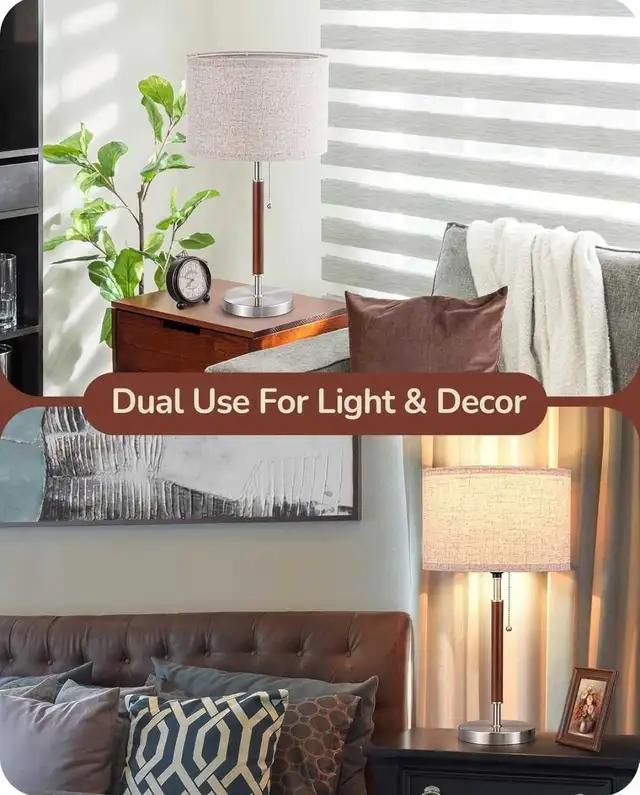 Mid Century Table Lamp, Solid Wood and Metal Bedside Lam in Indoor Lighting & Fans in Markham / York Region - Image 8