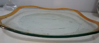 luxury ART GLASS serving tray Signed and Numbered AnnieGlass USA 32/35 vintage 24K … high end luxury...