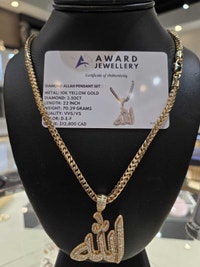 Natural Diamond Allah Pendant & Franco Chain City of Toronto Toronto (GTA) Preview
