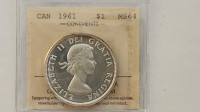 Canada $1 1961 – ICCS MS64