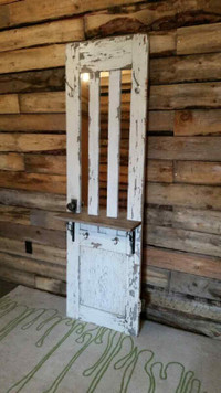 Entryway/Mudroom Repurposed Decorative Door With Shelf & Hooks