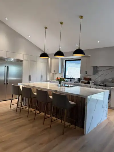Custom kitchen, vanity and closet, View more