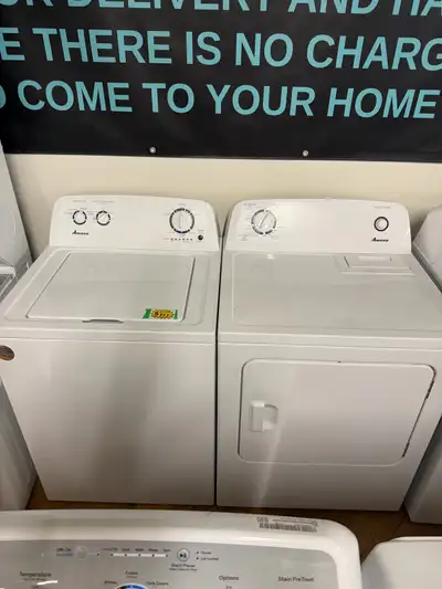  Amana White top loader and dryer set, View more