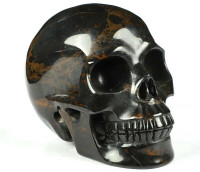 HUGE 5" Mahogany Obsidian Crystal Skull! Hand carved, realistic.