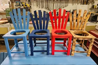 Wooden chair planters, View more