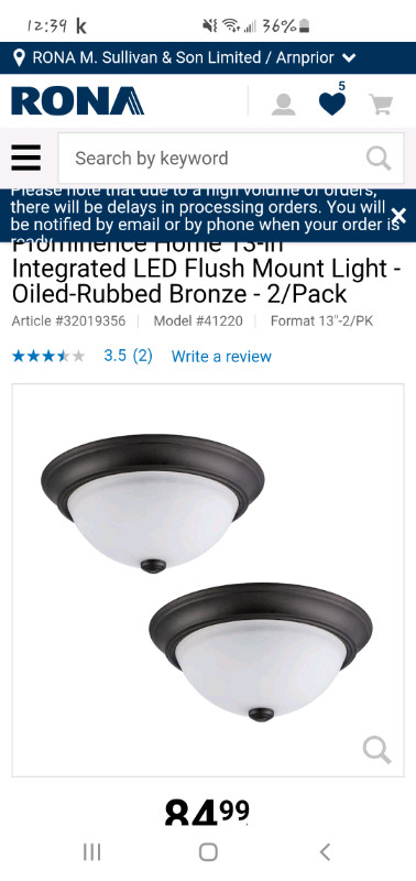 1 led flush mount light in Indoor Lighting & Fans in Renfrew - Image 2