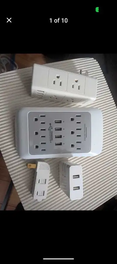Lot of assorted Multi outlet and USB adapter plugs, View more