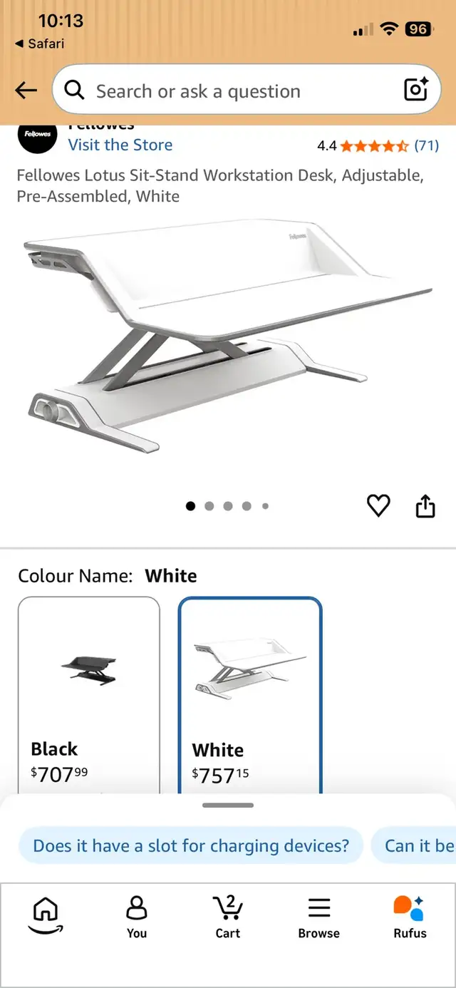 Fellowes Lotus Sit‑Stand Workstation - White in Desks in Ottawa - Image 9