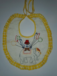 Vintage Paddington Bear Cross Stitch Baby Bib,Handmade,Embroided