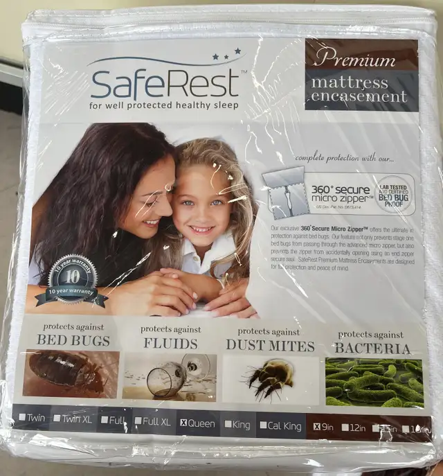 SafeRest Premium Zippered Mattress Cover - Waterproof Mattress E in Bedding in Hamilton - Image 2