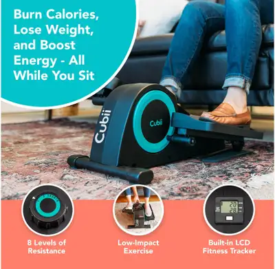 Brand new in Box! Cubii Jr. Compact Seated Elliptical with Built-in LCD Display Monitor and Non-slip...